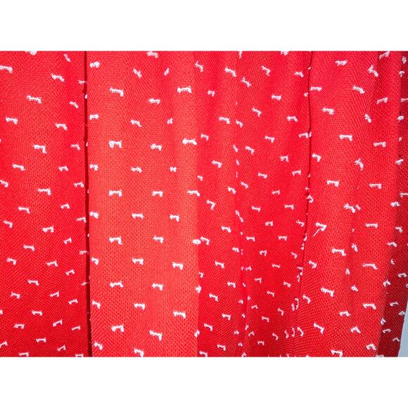 Red & White Prairie Midi Dress with Rose Appliqué – Size M/L (Handmade) - Picture 5 of 16